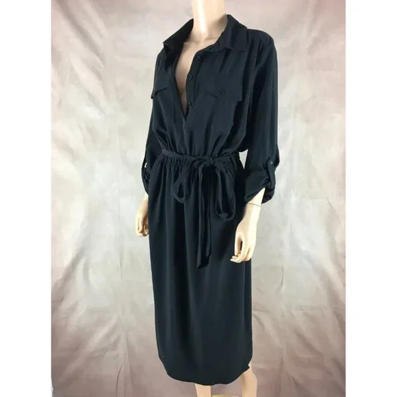 HUTCH Black Belted Midi Shirt Dress Size XL - Picture 4 of 8